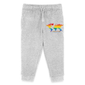 Die Welt ist bunt - Regenbogenweltkarte - Kinder Organic Jogginghose Mini Mover von Stanley/Stella - Grau meliert - Vorne