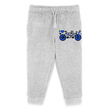 Romantisches Tandem Herzen Liebe - Kinder Organic Jogginghose Mini Mover von Stanley/Stella - Grau meliert - Vorne
