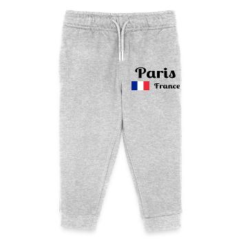 Paris, France- Imprimés élégants - Pantalon de jogging enfant bio Stanley/Stella - gris chiné - Devant