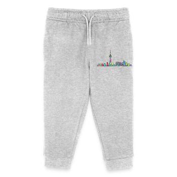 Stuttgarter Stadtskyline Fernsehturm Moderne Linienzeichnung - Kinder Organic Jogginghose Mini Mover von Stanley/Stella - Grau meliert - Vorne