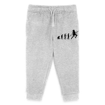 Evolution zum Gitarristen Rockmusiker - Kinder Organic Jogginghose Mini Mover von Stanley/Stella - Grau meliert - Vorne