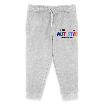 I am autistic - be kind - Kids Organic Sweatpants by Stanley/Stella - heather grey - Front