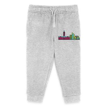 Bradford City Skyline City Hall Modern Line Art - Kids Organic Sweatpants by Stanley/Stella - heather grey - Front