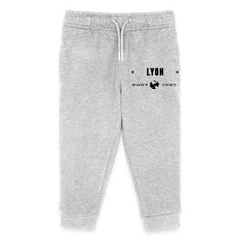Lyon France GPS Coordinates Globe - Kids Organic Sweatpants by Stanley/Stella - heather grey - Front