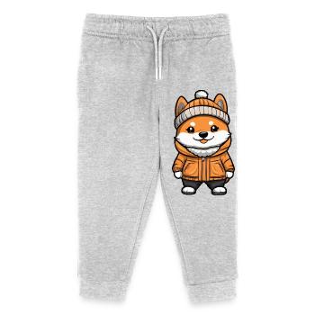 Akita Inu Dog Cartoon - Kids Organic Sweatpants by Stanley/Stella - heather grey - Front