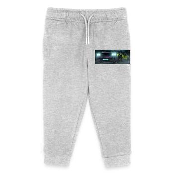 Voiture à rayures néon à flash check - Pantalon de jogging enfant bio Stanley/Stella - gris chiné - Devant