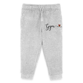 Gym - Fitness lettering with heart - Kids Organic Sweatpants by Stanley/Stella - heather grey - Front