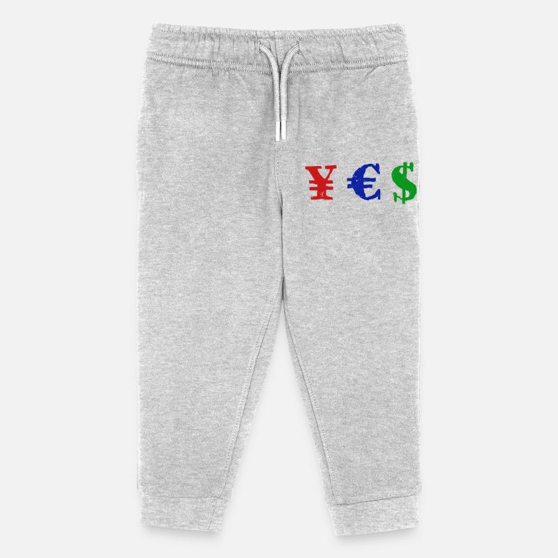 Yen Euro Dollar - YES - Kinder Organic Jogginghose Mini Mover von Stanley/Stella - Grau meliert