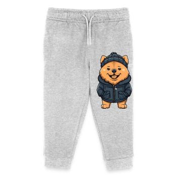 Chow Chow Dog Cartoon - Kids Organic Sweatpants by Stanley/Stella - heather grey - Front