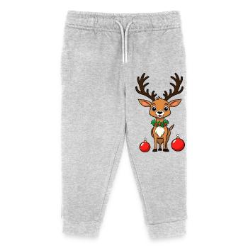 Renne sucré pour Noël Rudolf avec boules de Noël - Pantalon de jogging enfant bio Stanley/Stella - gris chiné - Devant