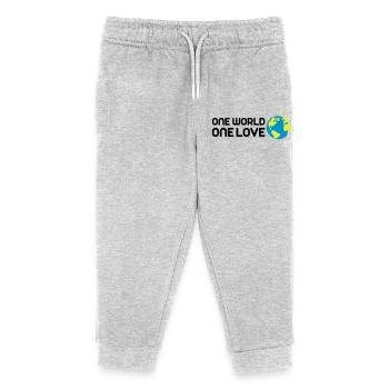 One World One Love - Kinder Organic Jogginghose Mini Mover von Stanley/Stella - Grau meliert - Vorne