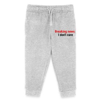 Breaking news: I don't care Black - Kids Organic Sweatpants by Stanley/Stella - heather grey - Front