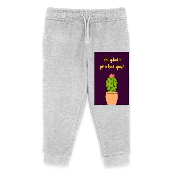 I'm Glad I Pricked You! - Cute Cactus Pun - Kids Organic Sweatpants by Stanley/Stella - heather grey - Front