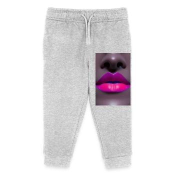 Kiss Mouth - Kids Organic Sweatpants by Stanley/Stella - heather grey - Front