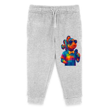 WPAP Polygon Stil Tiere - Clownfisch mit Fliege - Kinder Organic Jogginghose Mini Mover von Stanley/Stella - Grau meliert - Vorne