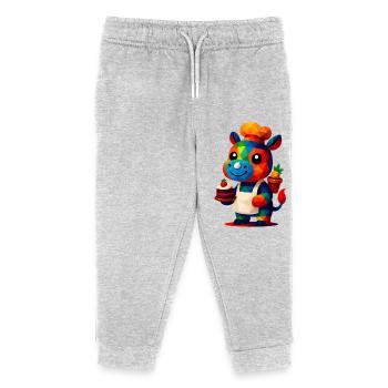 WPAP Polygon Kawaii Stil Tiere Baby Nilpferd Koch - Kinder Organic Jogginghose Mini Mover von Stanley/Stella - Grau meliert - Vorne