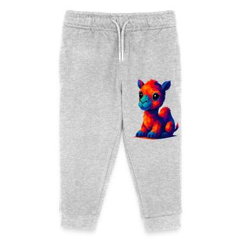 WPAP polygone Kawaii animaux style bébé dromadaire chameau - Pantalon de jogging enfant bio Stanley/Stella - gris chiné - Devant