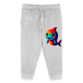 WPAP Polygon Kawaii Stil Tiere Baby Hai - Kinder Organic Jogginghose Mini Mover von Stanley/Stella - Grau meliert - Vorne