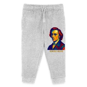 WPAP Polygon Portrait Frederic Chopin Composer - Kids Organic Sweatpants by Stanley/Stella - heather grey - Front