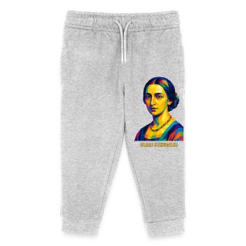 WPAP Polygon Portrait Clara Schumann Composer - Kids Organic Sweatpants by Stanley/Stella - heather grey - Front
