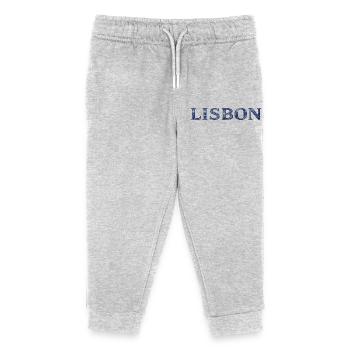 Lisbon Blue Ornament Lettering - Kids Organic Sweatpants by Stanley/Stella - heather grey - Front