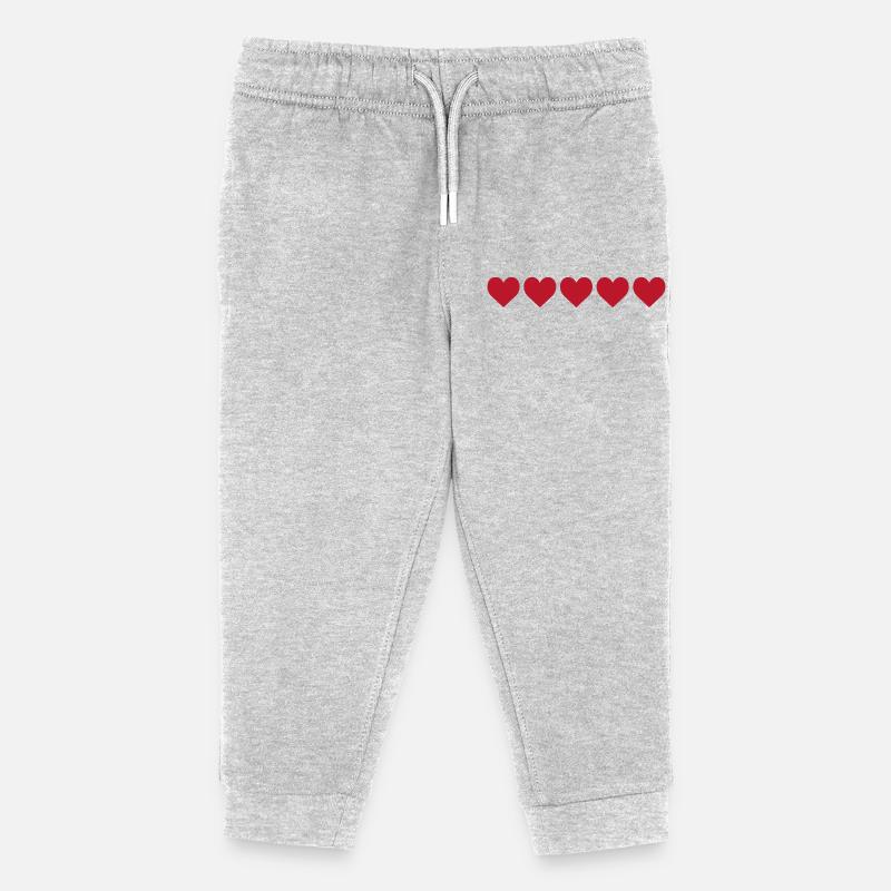 Red hearts in minimalist pattern - Kids Organic Sweatpants by Stanley/Stella - heather grey