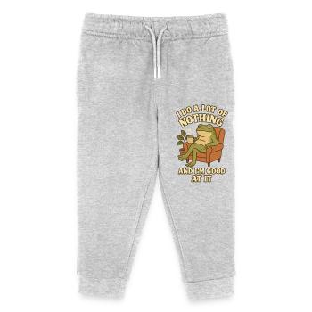 Gemütlicher fauler Froschkaffee - Kinder Organic Jogginghose Mini Mover von Stanley/Stella - Grau meliert - Vorne