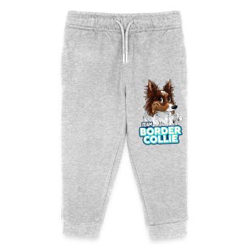 TEAM Border Collie Long Hair - Red Tricolor - Kids Organic Sweatpants by Stanley/Stella - heather grey - Front