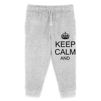 Keep calm and YOUR TEXT - Kids Organic Sweatpants by Stanley/Stella - heather grey - Front