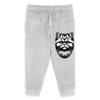 Visage de chat - Pantalon de jogging enfant bio Stanley/Stella - gris chiné - Devant