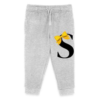 Buchstabe s gelbe Schleife - Kinder Organic Jogginghose Mini Mover von Stanley/Stella - Grau meliert - Vorne