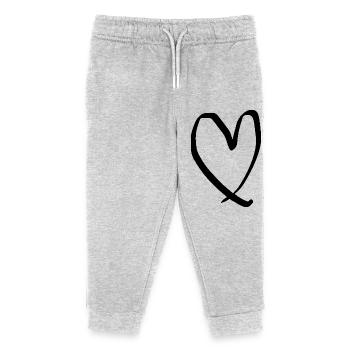 Drawn Heart Valentine's Day Gift - Kids Organic Sweatpants by Stanley/Stella - heather grey - Front