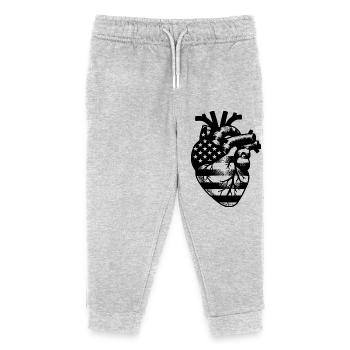 Anatomische Kunst Herz mit USA Flaggen Symbolik - Kinder Organic Jogginghose Mini Mover von Stanley/Stella - Grau meliert - Vorne