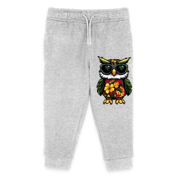 Eule Comic Urlaub - Kinder Organic Jogginghose Mini Mover von Stanley/Stella - Grau meliert - Vorne
