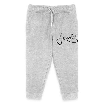 Jan Name Vorname Herzdekor - Kinder Organic Jogginghose Mini Mover von Stanley/Stella - Grau meliert - Vorne