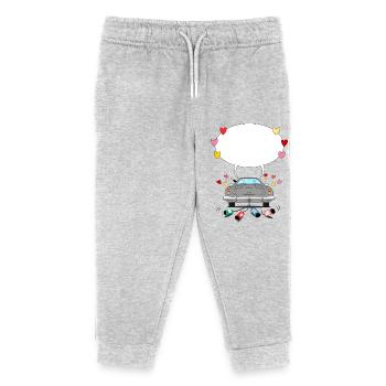 Voiture de mariage avec bulle de dialogue en gris - Pantalon de jogging enfant bio Stanley/Stella - gris chiné - Devant