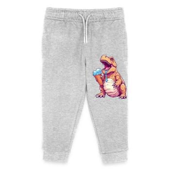 Crème glacée Dino - Pantalon de jogging enfant bio Stanley/Stella - gris chiné - Devant