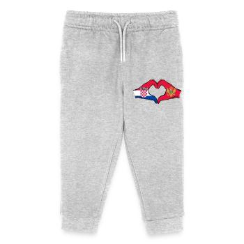 Kroatien Montenegro Flagge Hände Herzform - Kinder Organic Jogginghose Mini Mover von Stanley/Stella - Grau meliert - Vorne