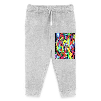 Cyber Neon Pulse: Аbstract Multicolored Print - Kids Organic Sweatpants by Stanley/Stella - heather grey - Front