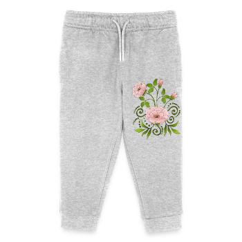 Blumen - Kinder Organic Jogginghose Mini Mover von Stanley/Stella - Grau meliert - Vorne