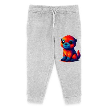 WPAP Polygon Kawaii Stil Baby Otter Tiere - Kinder Organic Jogginghose Mini Mover von Stanley/Stella - Grau meliert - Vorne