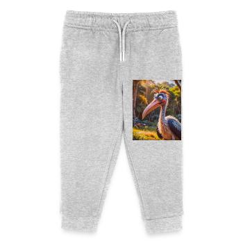 animaux africains super mignons – Cigogne marabout - Pantalon de jogging enfant bio Stanley/Stella - gris chiné - Devant