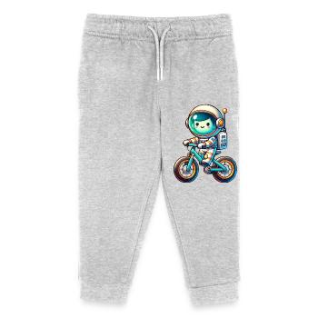 Astronaut Fahrrad Biker - Kinder Organic Jogginghose Mini Mover von Stanley/Stella - Grau meliert - Vorne