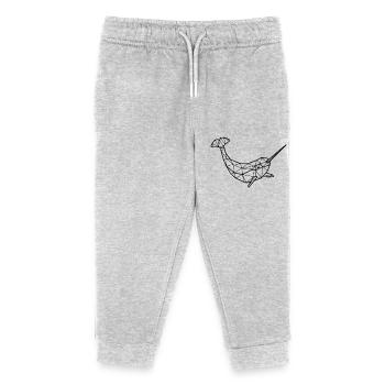 Narwhal polygon - Kids Organic Sweatpants by Stanley/Stella - heather grey - Front