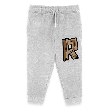 R letter wood wood letter - Kids Organic Sweatpants by Stanley/Stella - heather grey - Front