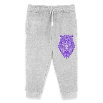 Owl Graphic Graphic Art Gift Mandala - Kids Organic Sweatpants by Stanley/Stella - heather grey - Front