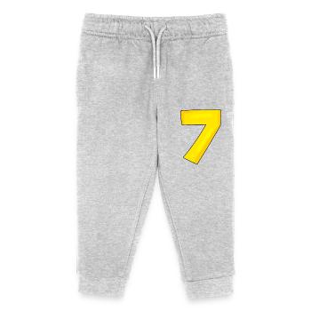 Nummer 7 - Zahl 7 - Kinder Organic Jogginghose Mini Mover von Stanley/Stella - Grau meliert - Vorne