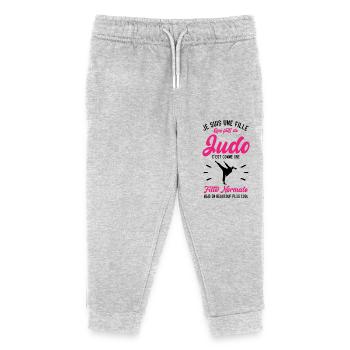 Une fille de judo c'est comme une fille normale - Pantalon de jogging enfant bio Stanley/Stella - gris chiné - Devant