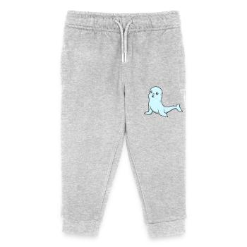 Phoque gris kawaii - Pantalon de jogging enfant bio Stanley/Stella - gris chiné - Devant