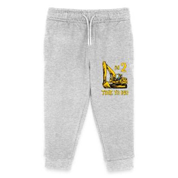 I am 2 - Time to dig - Excavator 2 years - Kids Organic Sweatpants by Stanley/Stella - heather grey - Front